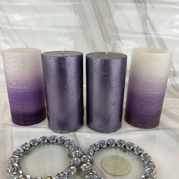 Purple Decorative Bedazzled Candles & Holders Single Wick & Battery Operated - Picture 5 of 14
